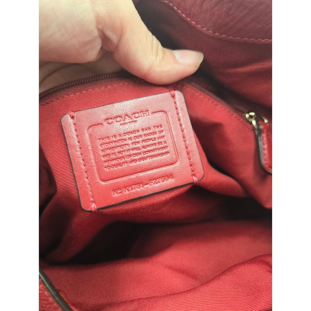 Coach Lexy Leather Shoulder Bag with Chain Straps Red Satchel Purse - Picture 3 of 10